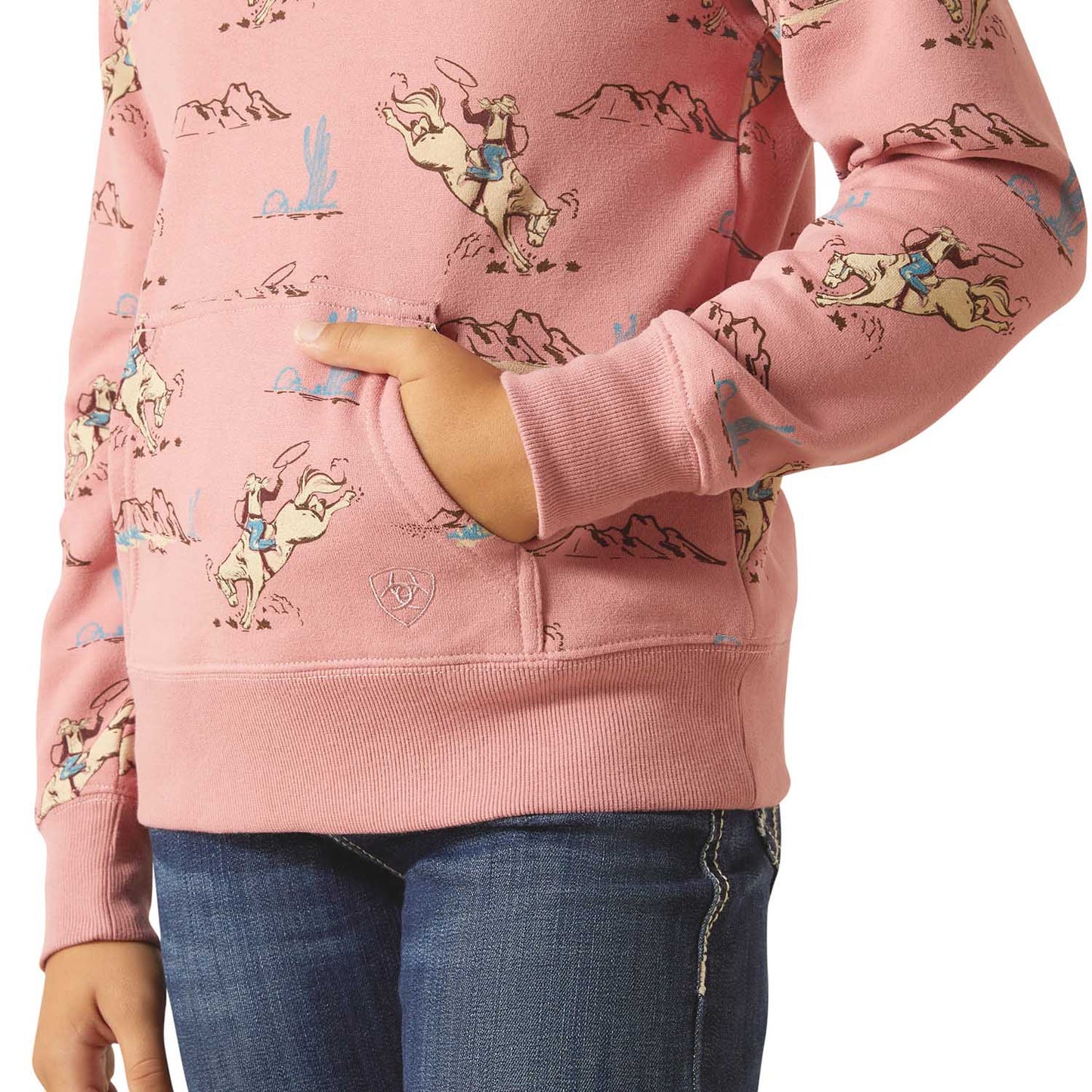 Sudadera con cremallera de 1/4 Ariat Girls Bronc Scene