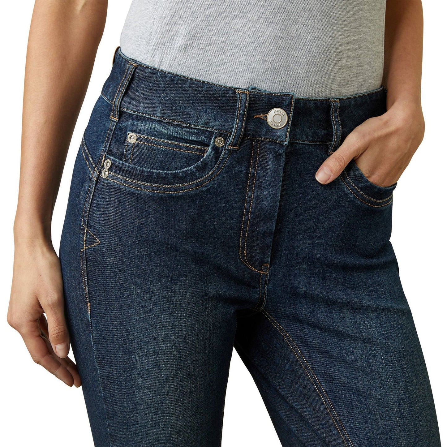 Pantalón de montar vaquero con asiento completo Ariat Halo, color Birch Marine