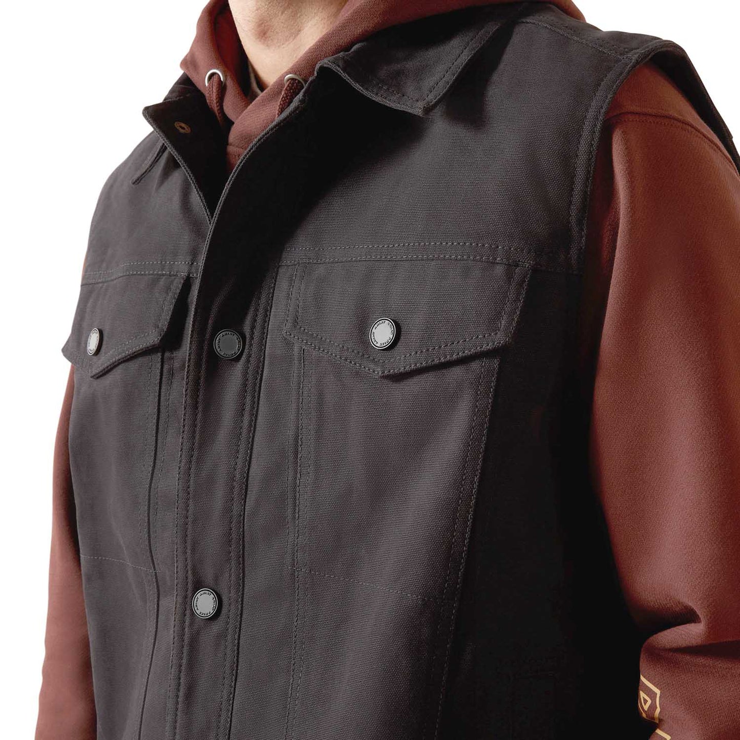 Chaleco ranchero de lona Ariat para hombre – Chaleco occidental para exteriores con forro de franela y aislamiento térmico