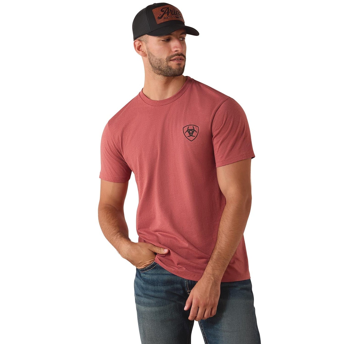 Camiseta Ariat de manga corta para hombre, gráfico occidental Banner Badge