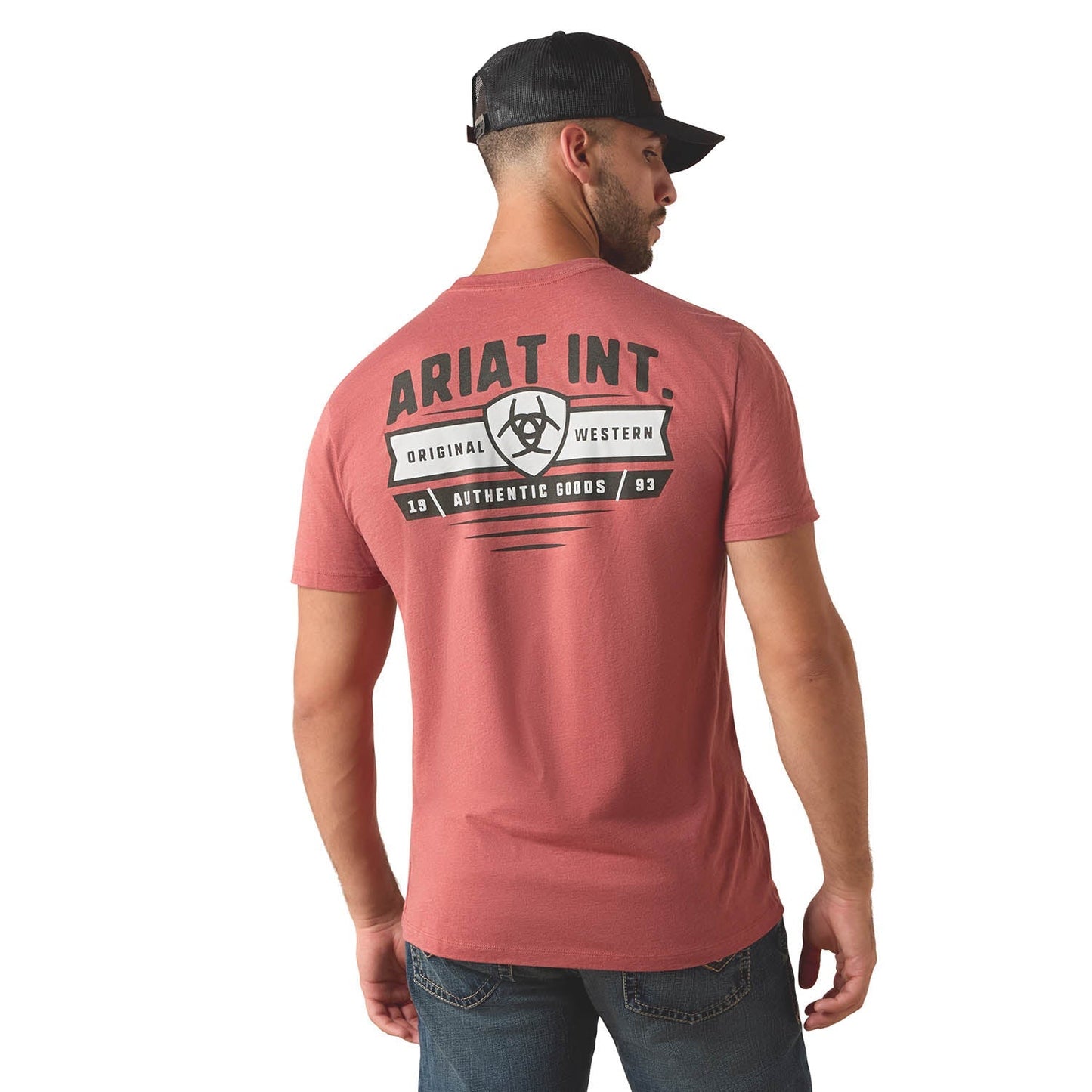 Camiseta Ariat de manga corta para hombre, gráfico occidental Banner Badge