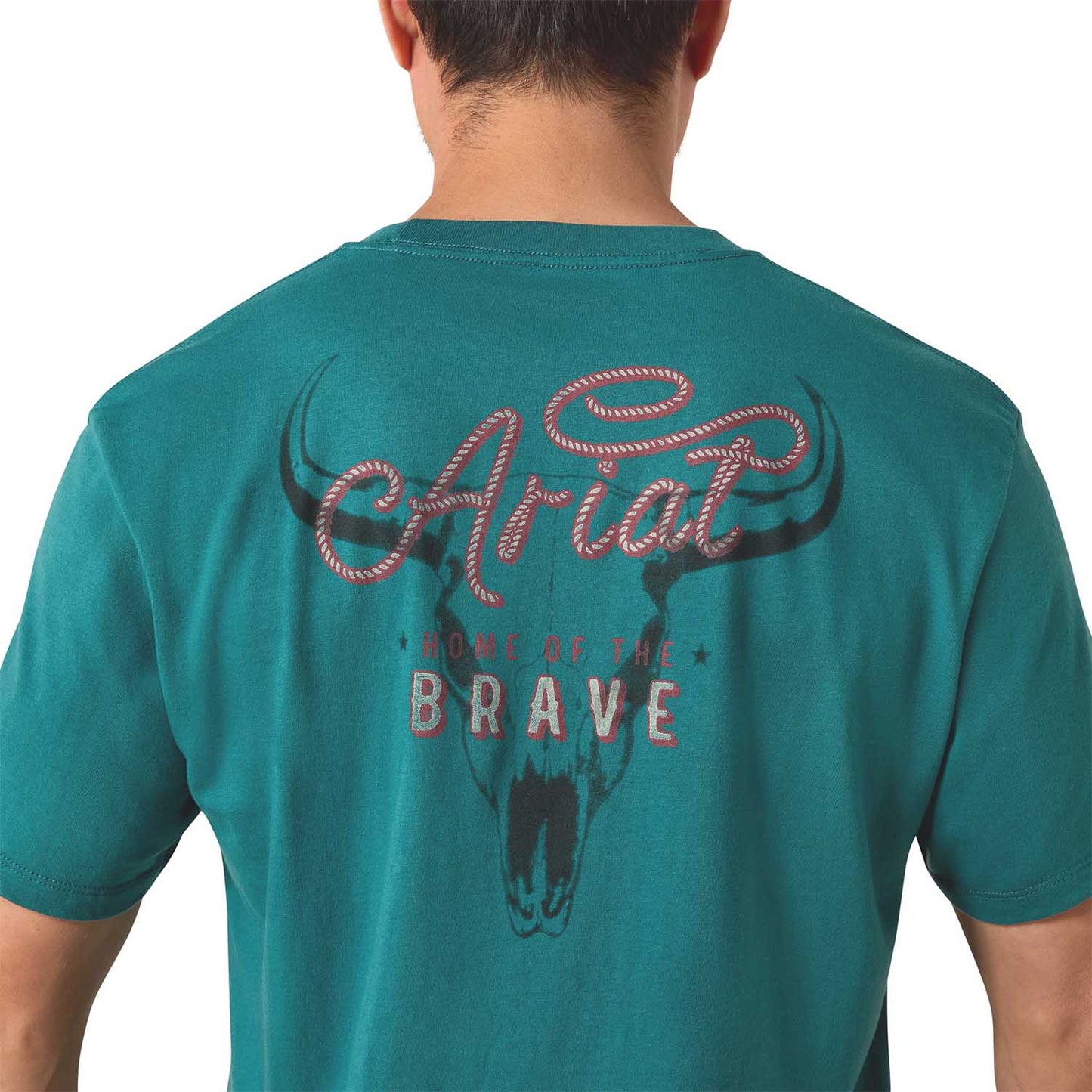 Camiseta de manga corta para hombre Ariat, con gráfico occidental Cattle Skull Freedom