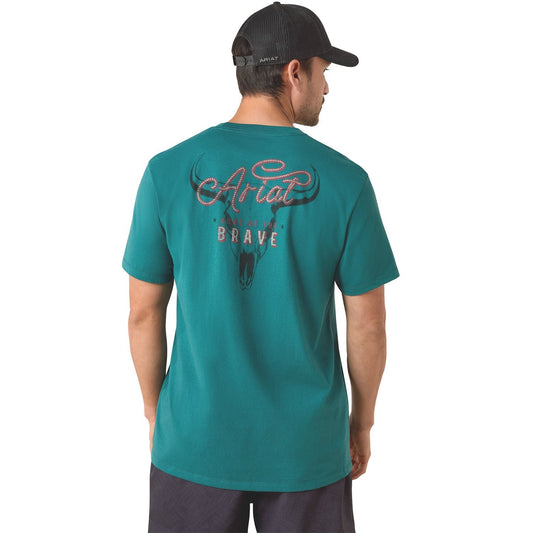 Camiseta de manga corta para hombre Ariat, con gráfico occidental Cattle Skull Freedom