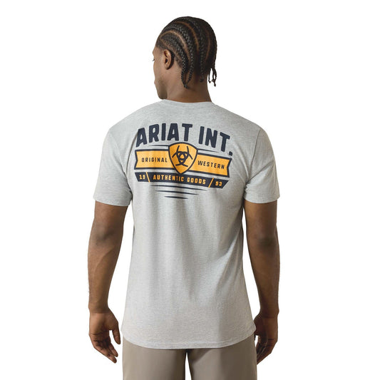 Camiseta Ariat de manga corta para hombre, gráfico occidental Banner Badge