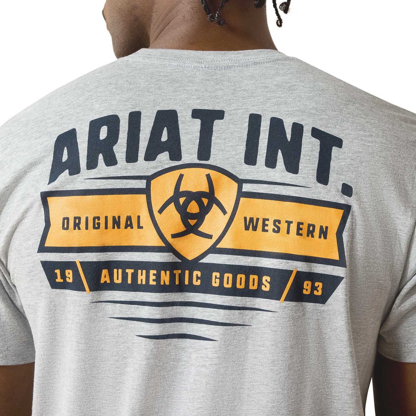 Camiseta Ariat de manga corta para hombre, gráfico occidental Banner Badge