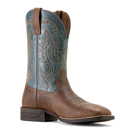 Ariat Mens Steadfast Wide Square Toe Leather Cowboy Boot – Comfortable All-Day Western Work Boot