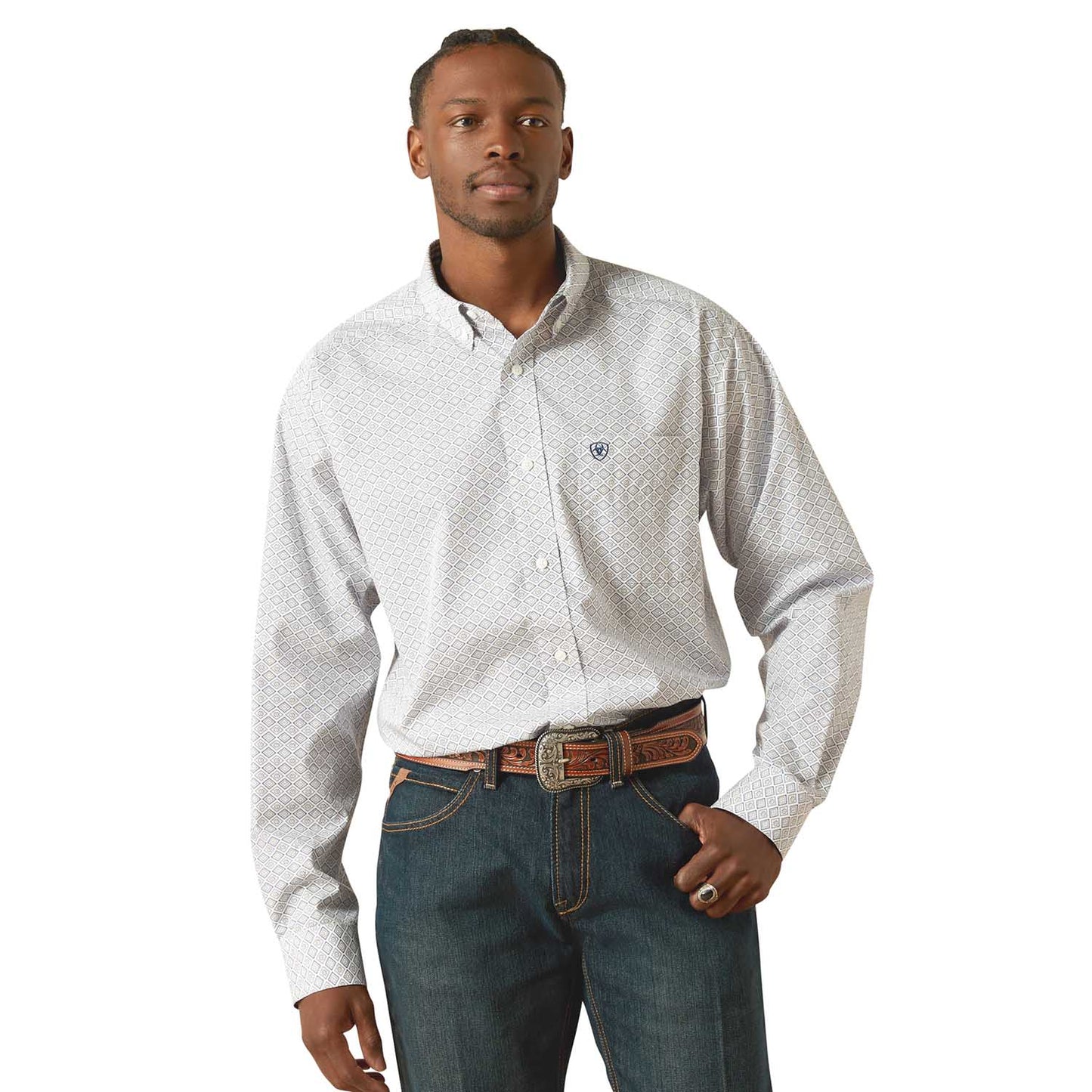 Camisa de manga larga de corte clásico Ariat para hombre sin arrugas "Declan" – Camisa abotonada sin necesidad de planchado