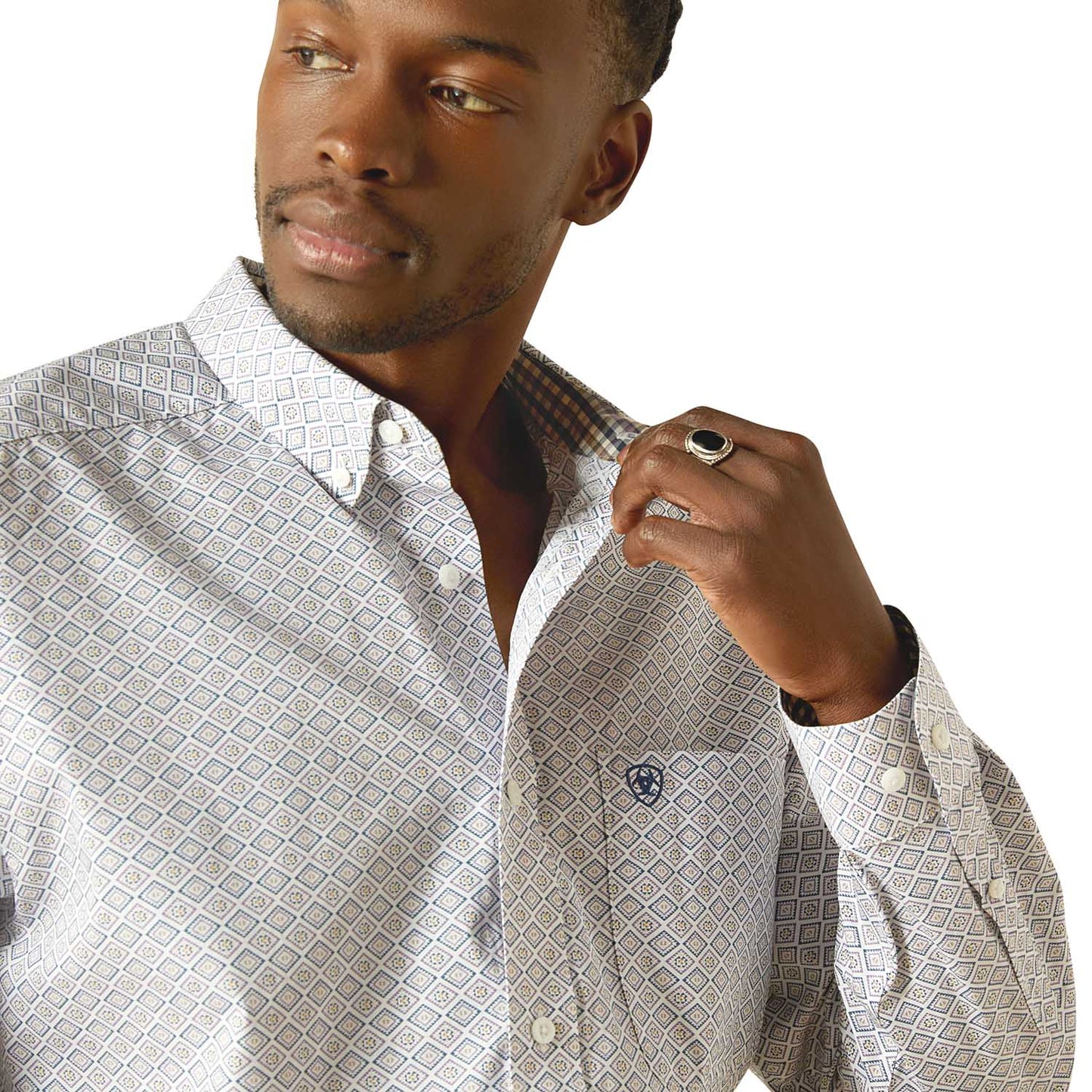 Camisa de manga larga de corte clásico Ariat para hombre sin arrugas "Declan" – Camisa abotonada sin necesidad de planchado