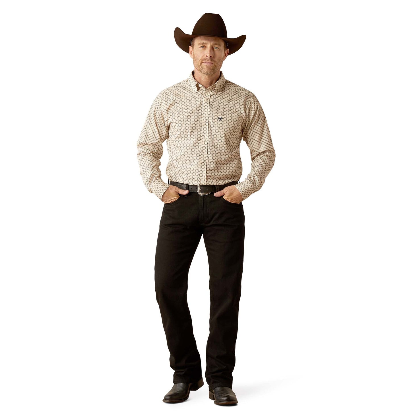 Camisa ajustada de manga larga sin arrugas Fraiser Ariat para hombre