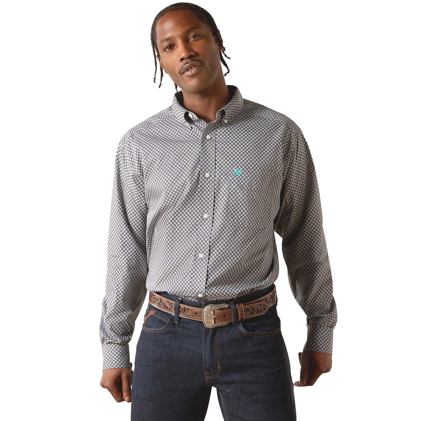 Camisa Ariat de manga larga para hombre, corte clásico, sin arrugas