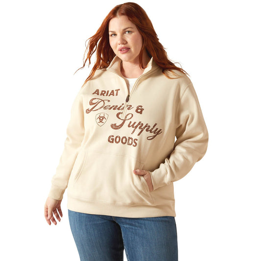 Sudadera con media cremallera "Denim & Supply" de Ariat para mujer – Forro polar de peso medio, estilo casual