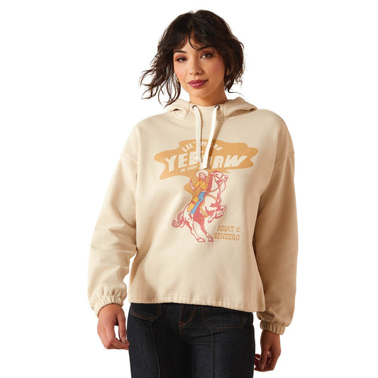 Sudadera Ariat Essential Sendero con gráfico extragrande "Yeehaw" para mujer – Prenda informal estilo tejano