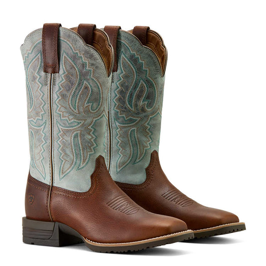 Bota de trabajo western de cuero Ariat Hybrid Ranchwork de punta cuadrada ancha para mujer