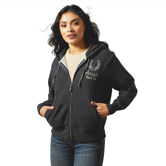 Sudadera con capucha de cremallera completa con herradura cosida Ariat para mujer