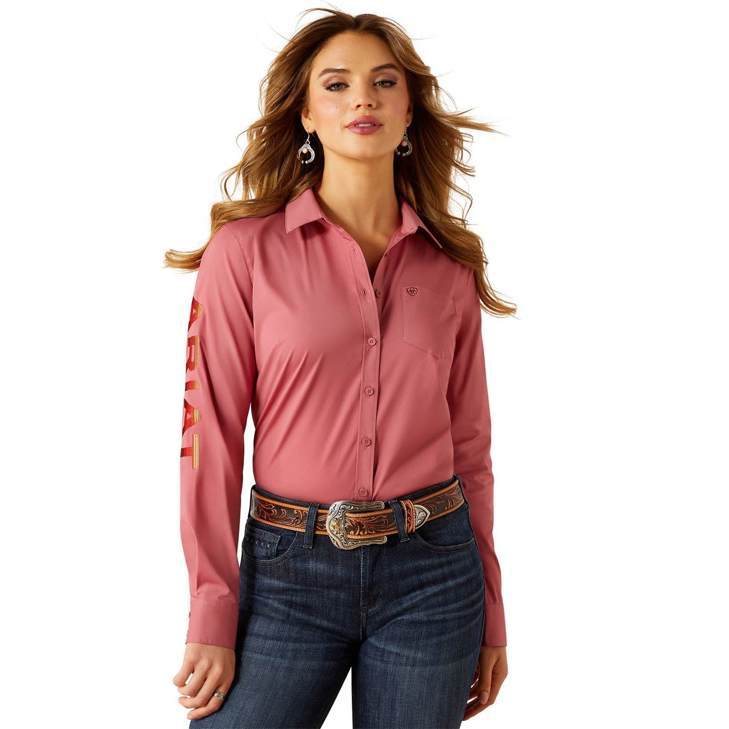 Camisa Ariat para mujer Team Kirby de rendimiento western elástica y resistente a las arrugas