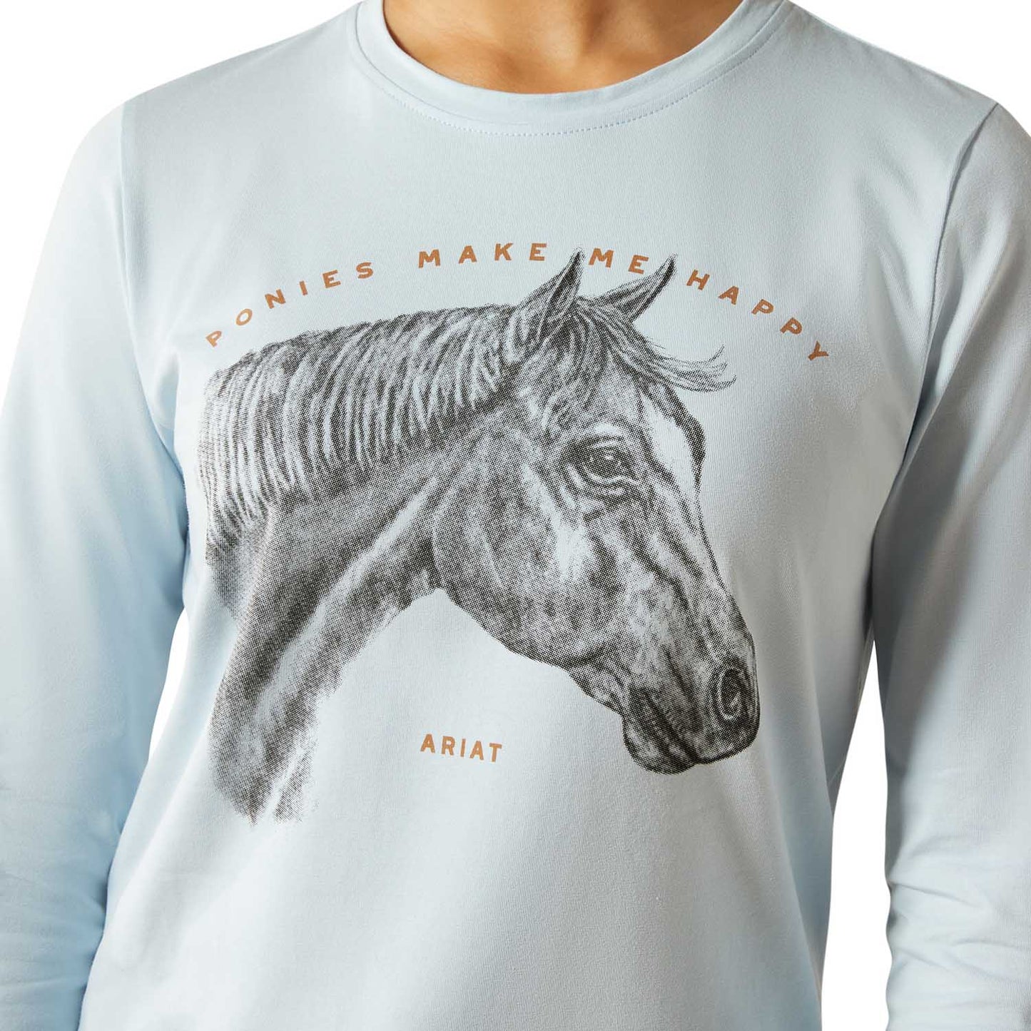 Camiseta Ariat Youth Happy de Manga Larga – Camiseta Ecuestre de Algodón Orgánico para Niños Amantes de los Caballos