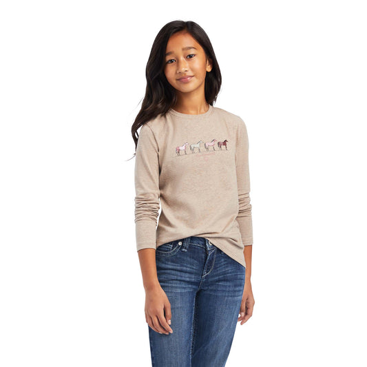 Camiseta de manga larga Ariat para jóvenes "Horse of a Different Color", Banyan Bark Heather