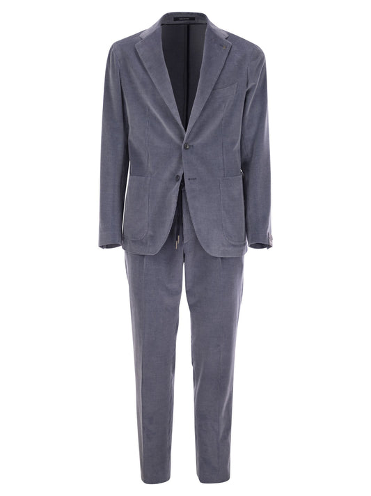 Tagliatore Men Ribbed Cotton And Cashmere Suit
