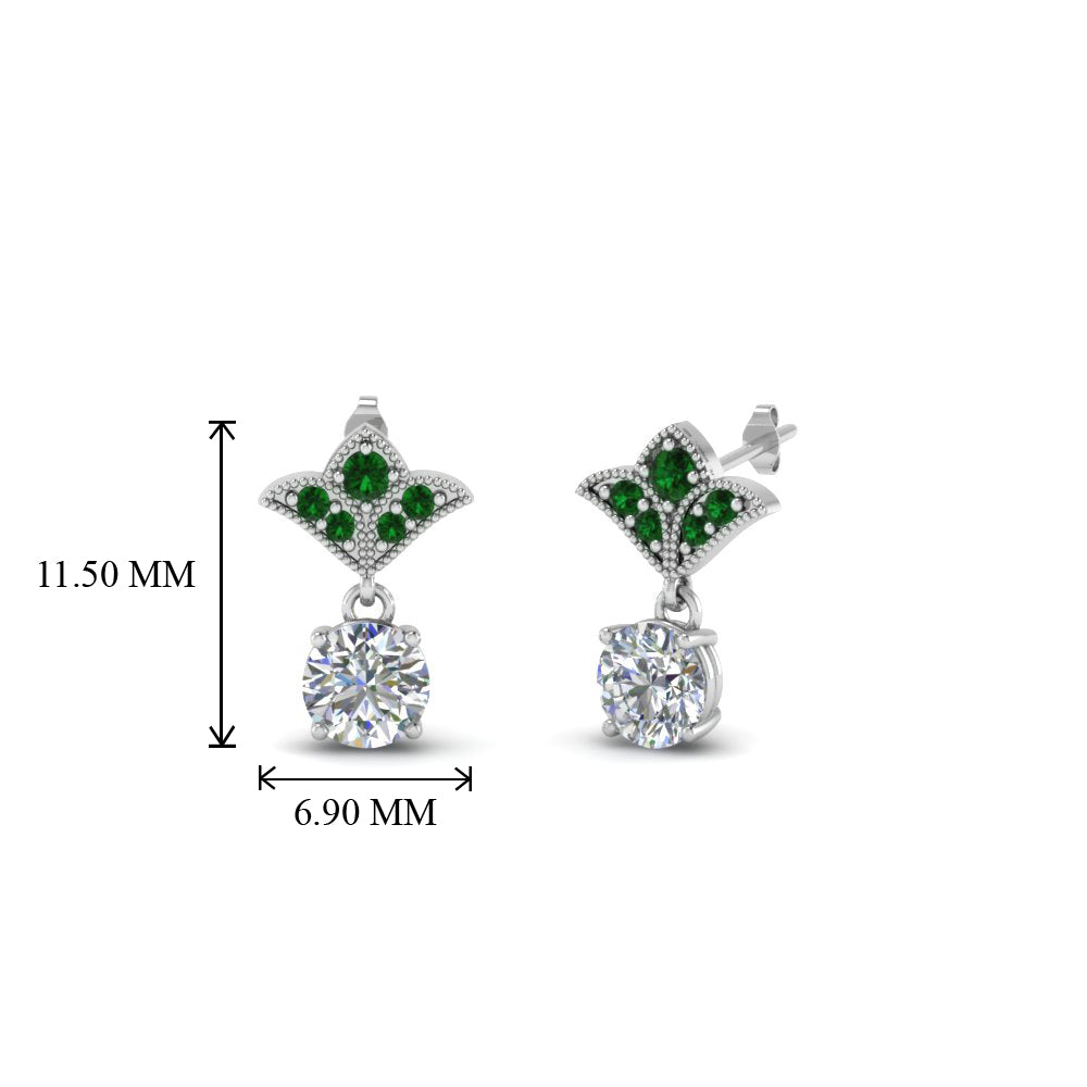 Art Deco Inspired Round Drop Earring Half Carat