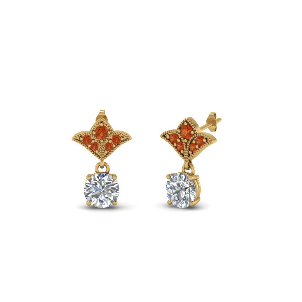 Art Deco Inspired Round Drop Earring Half Carat