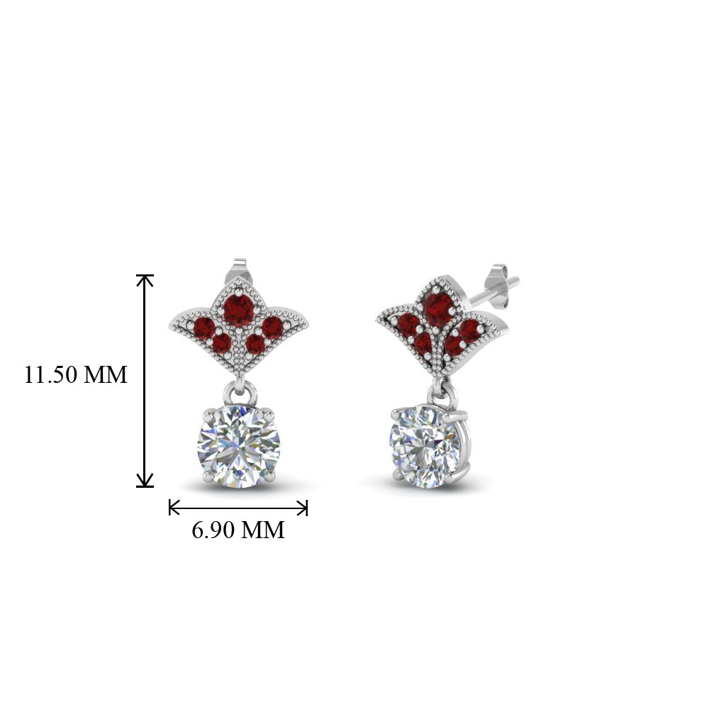 Art Deco Inspired Round Drop Earring Half Carat