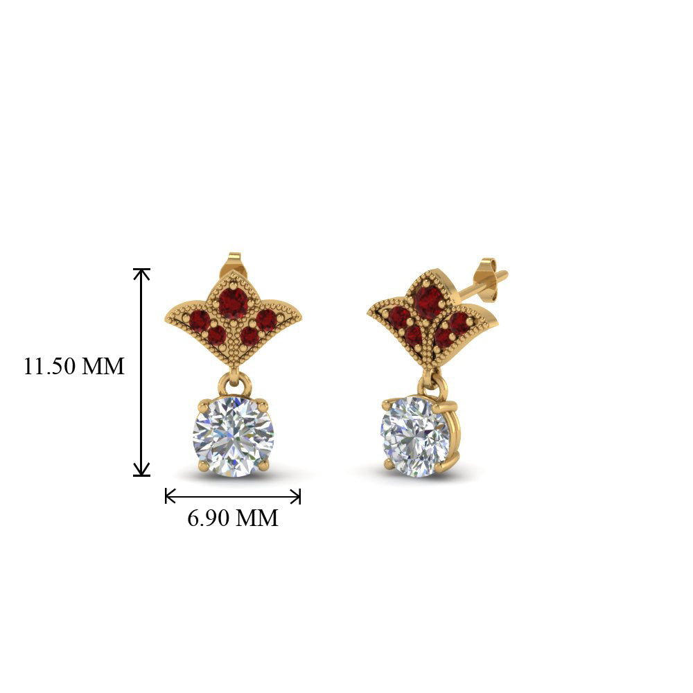 Art Deco Inspired Round Drop Earring Half Carat