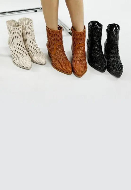 Zapatos Rag Company Artisole Botines con tacón de bloque de cuero sintético tejido - Calzado cómodo y elegante