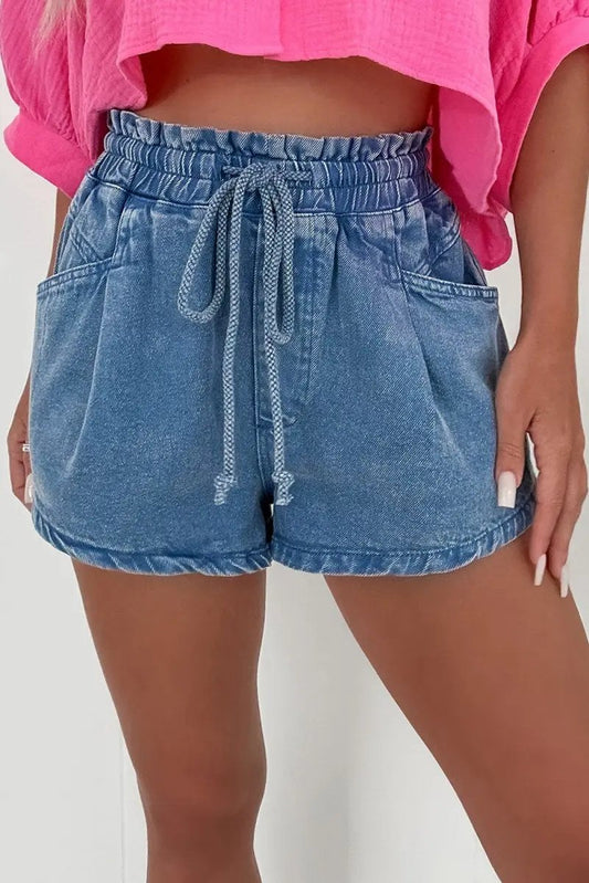 Pantalones cortos Love Salve Vaqueros casuales de talle alto con cordón Ashleigh Blue