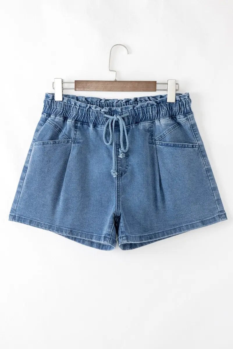 Shorts Love Salve  Ashleigh Blue Drawstring High Waist Casual Denim