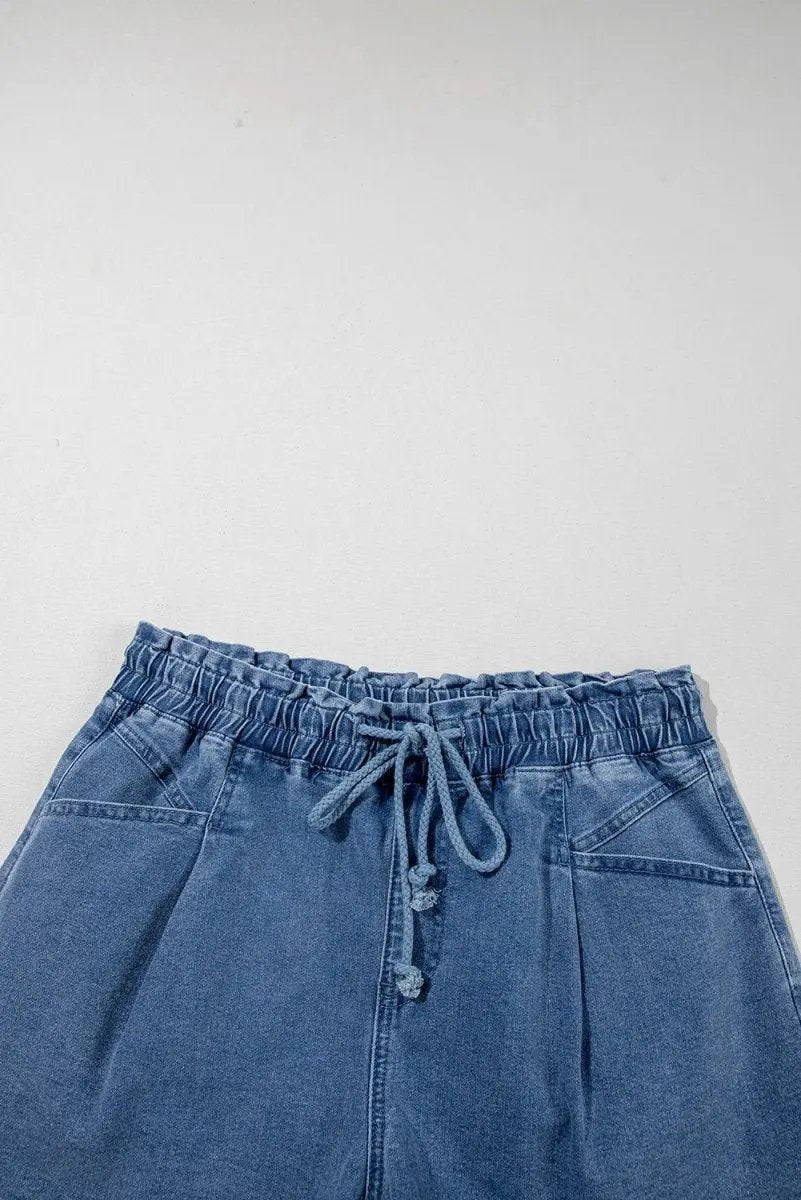 Shorts Love Salve  Ashleigh Blue Drawstring High Waist Casual Denim