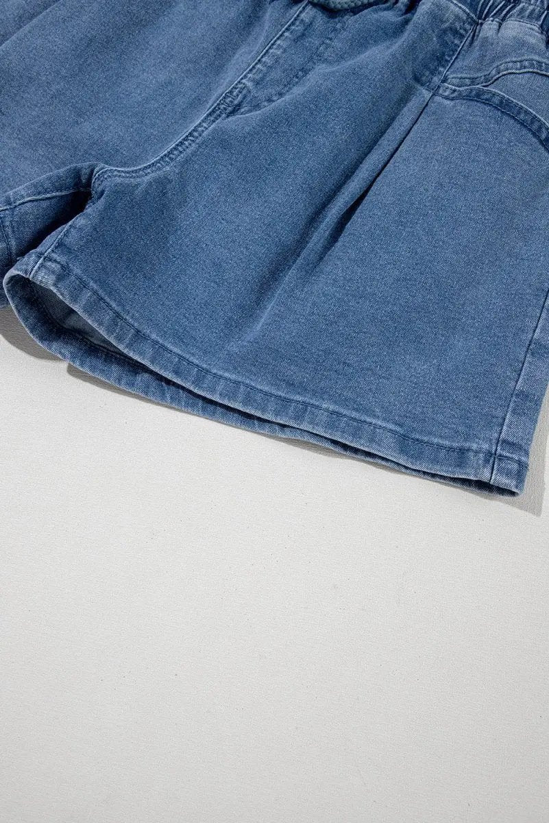 Shorts Love Salve  Ashleigh Blue Drawstring High Waist Casual Denim