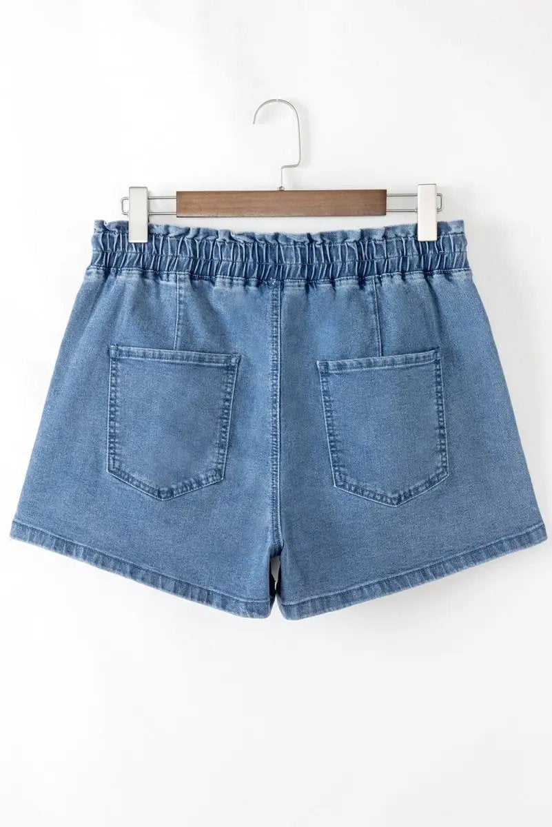 Shorts Love Salve  Ashleigh Blue Drawstring High Waist Casual Denim