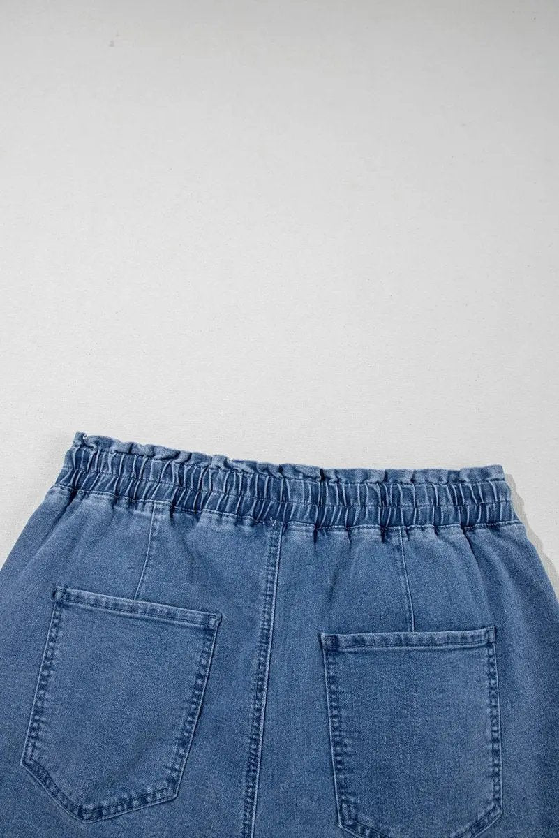 Shorts Love Salve  Ashleigh Blue Drawstring High Waist Casual Denim