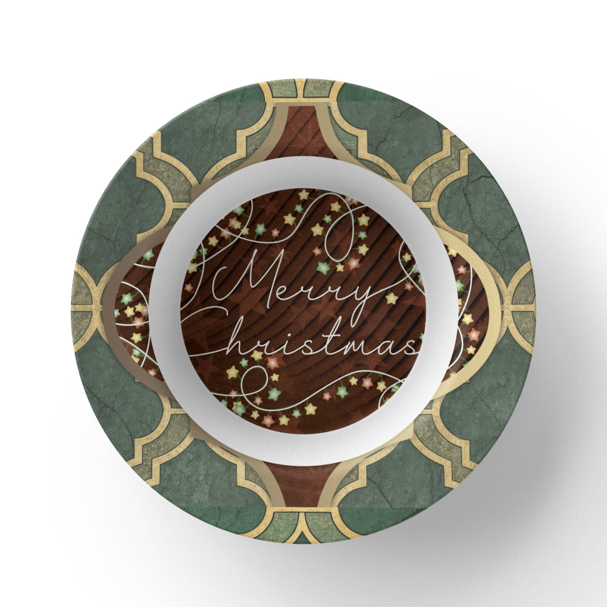 Merry Christmas Arabasque Tile 8.5" Polymer Bowl