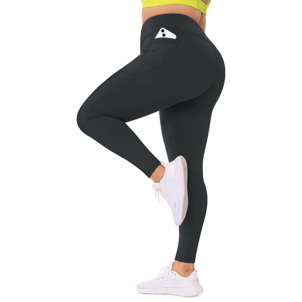 Cross-border European Code Plus Size Yoga Pants Women 300kg High Waist Abdomen European And American Sports High Elastic Tight Plus Size Yoga Pants