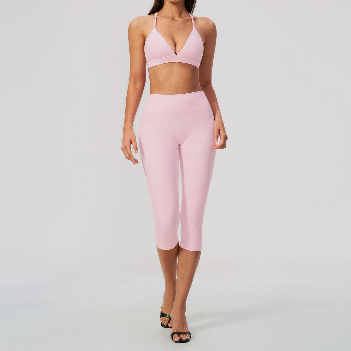 Womens Tight-Fitting Quick-Drying High-Waisted Capris Yoga Wear