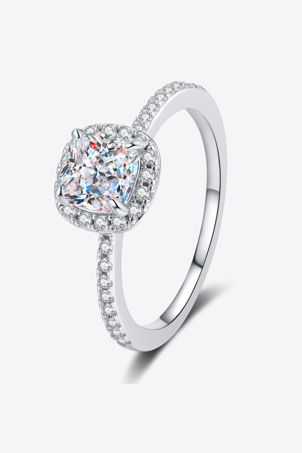 Anillo de halo de moissanita de 1 quilate de plata de ley 925