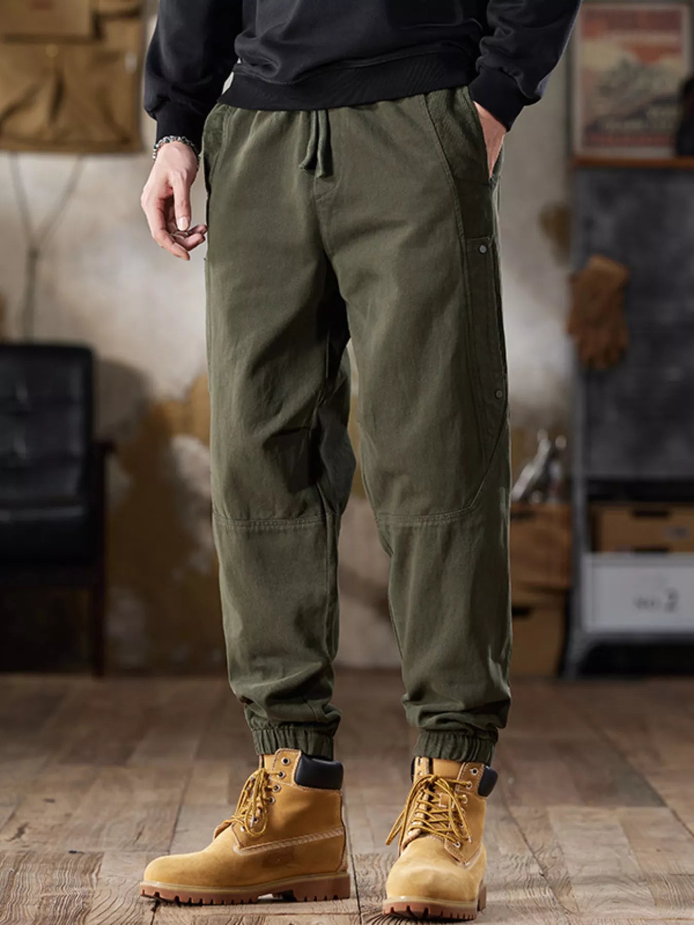 Pantalón Jogger Cargo Casual con Cordón Tallas Grandes para Hombre