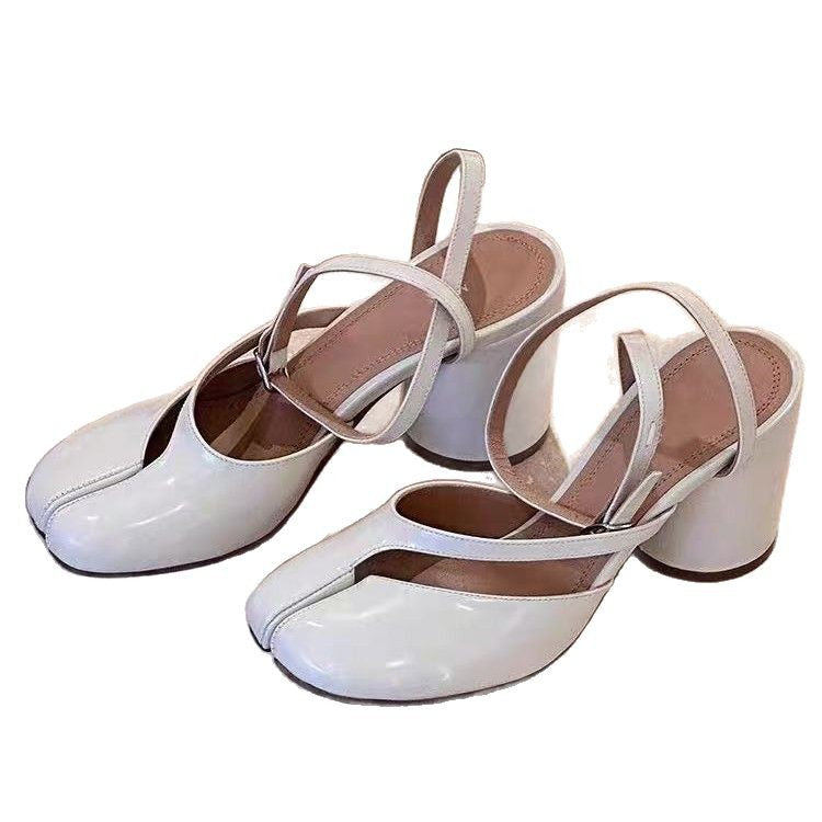 Split-Toe Block Heel Pumps