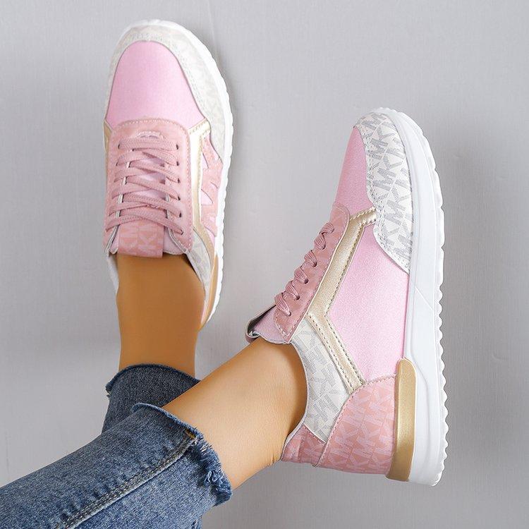 Women's Fashion Casual Printing Lace-Up Round-Toe Sneakers