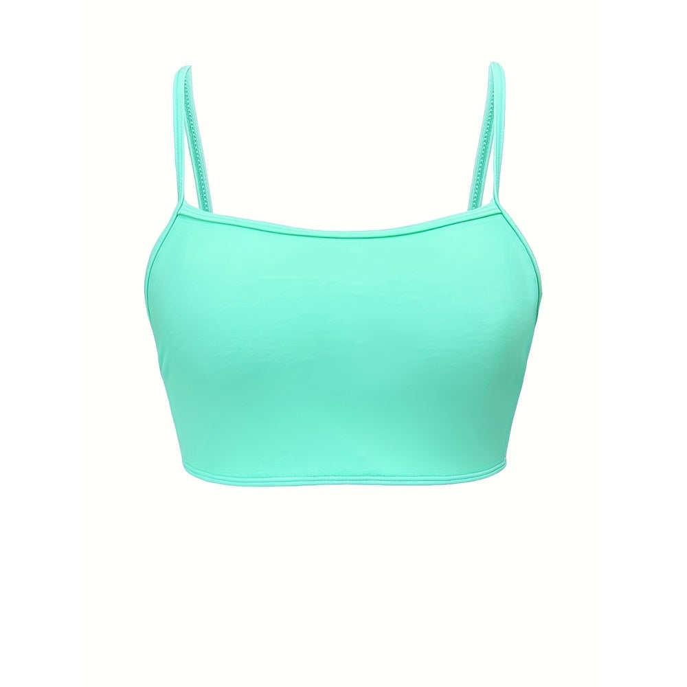 Traje de baño de tres piezas con bikini de talle alto y estampado adelgazante