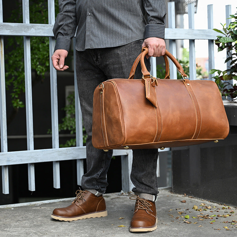 Vintage Multifunctional Leather Travel Duffle Bag Travel Bag