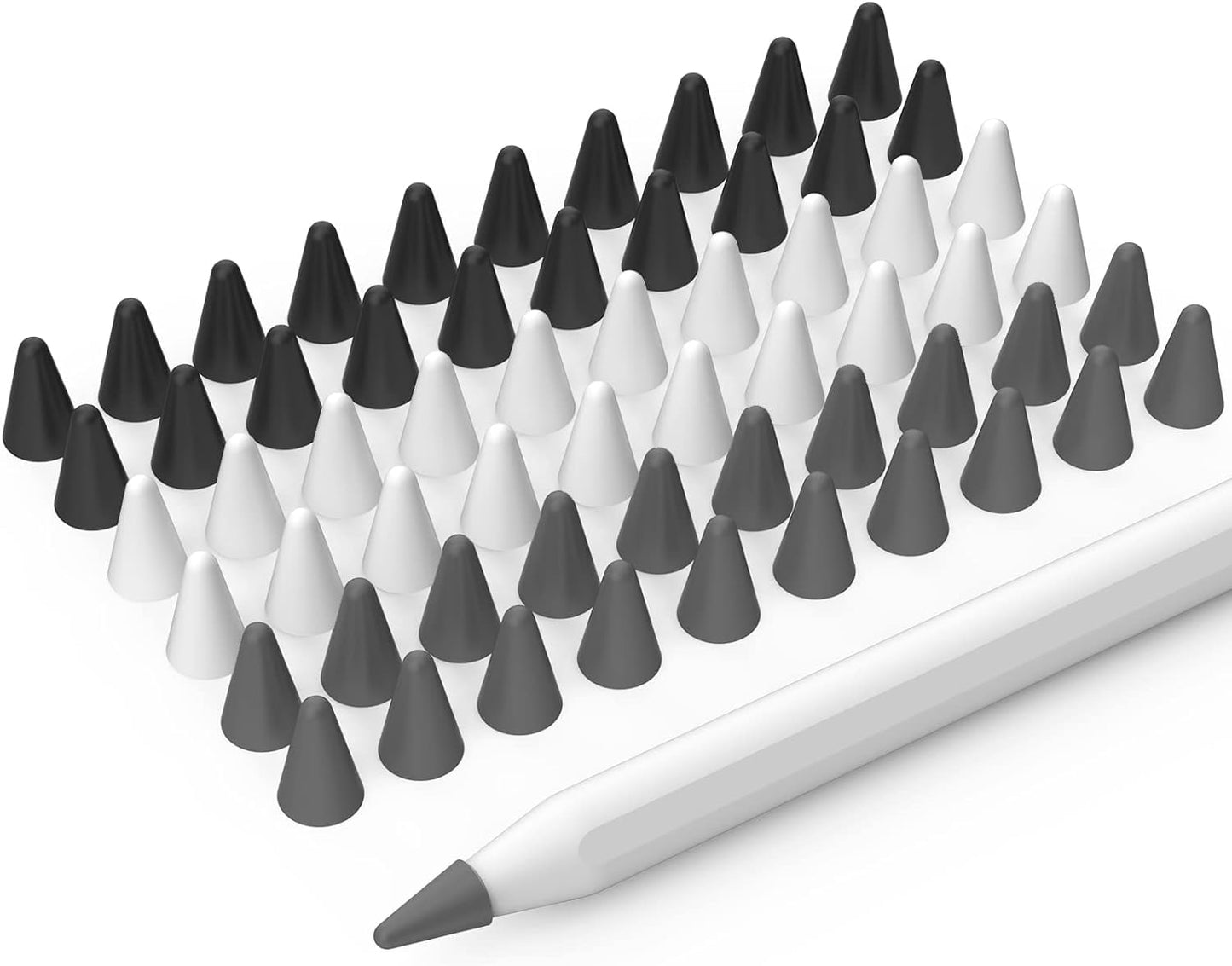 BEAUDOM 40 Pack Silicone Tips Cover Compatible with Apple Pencil 2nd Generation Apple Pencil 1st Generation and Apple Pencil USB-C Protective Nib Caps (Black + White + Grey)