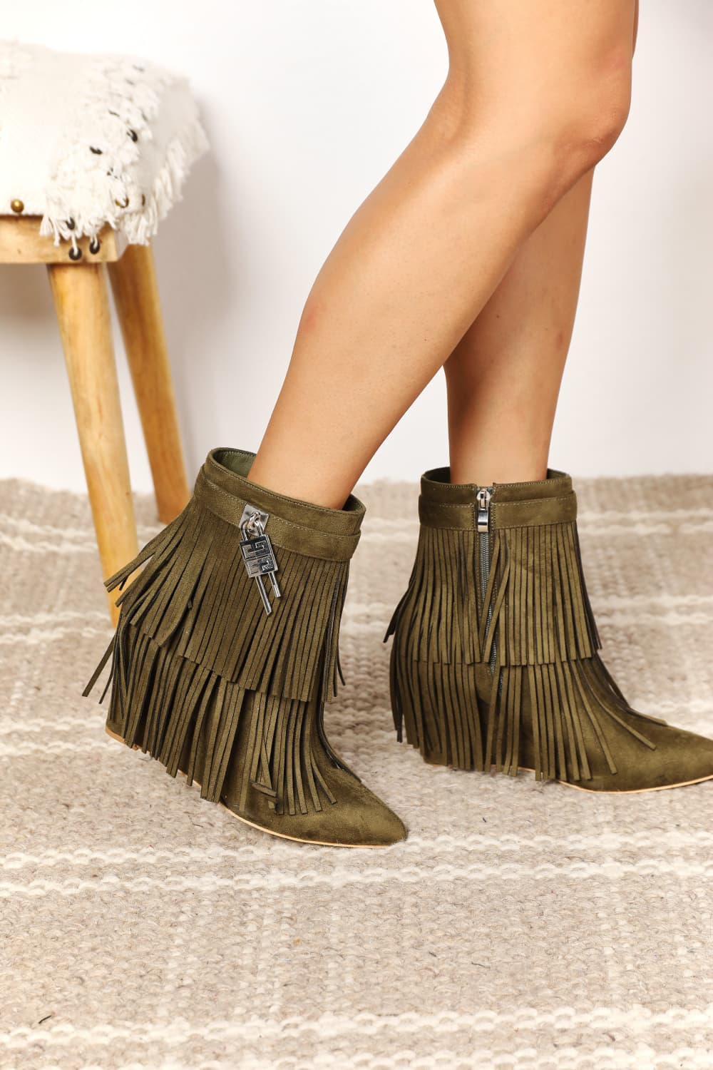 Botines de tacón de cuña con borlas para mujer Legend