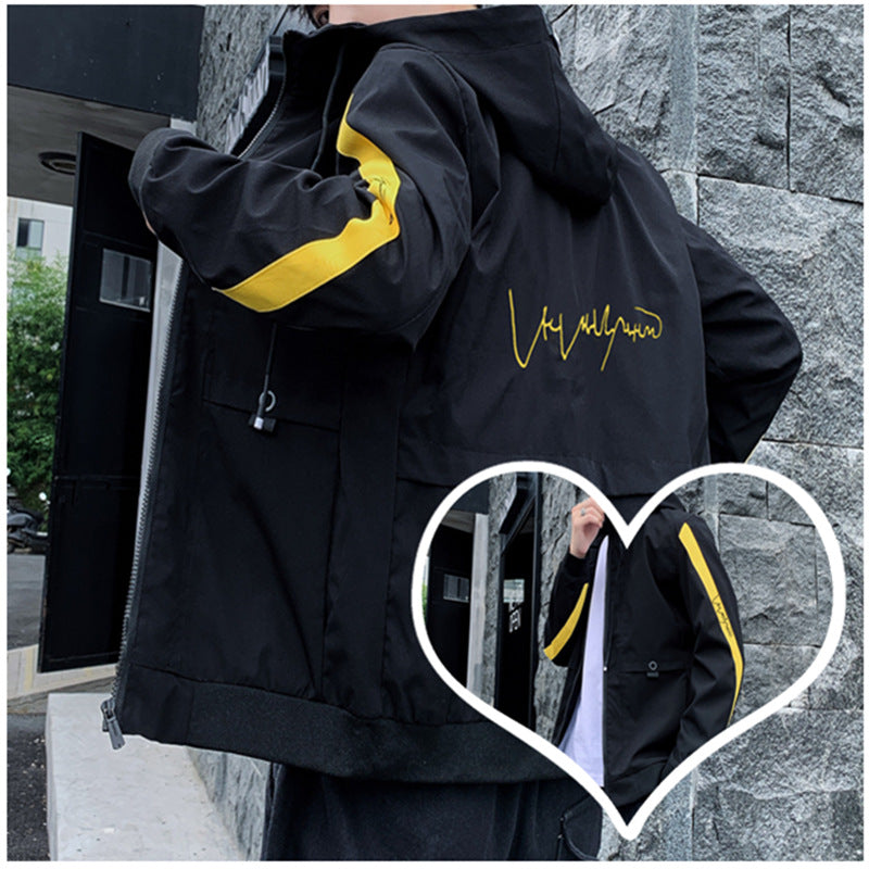 Men's Color Block Hooded Jacket