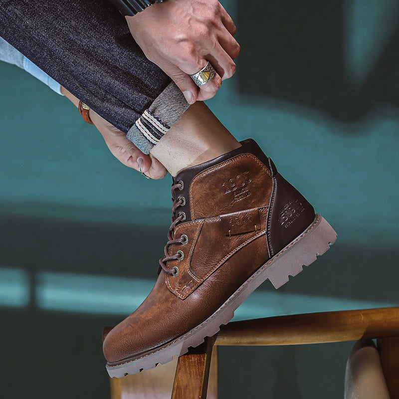 Men's Retro British Style Leather Boots