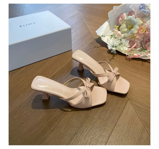 Bow Tie Square Toe Stiletto Heels – High Heel Summer Pumps