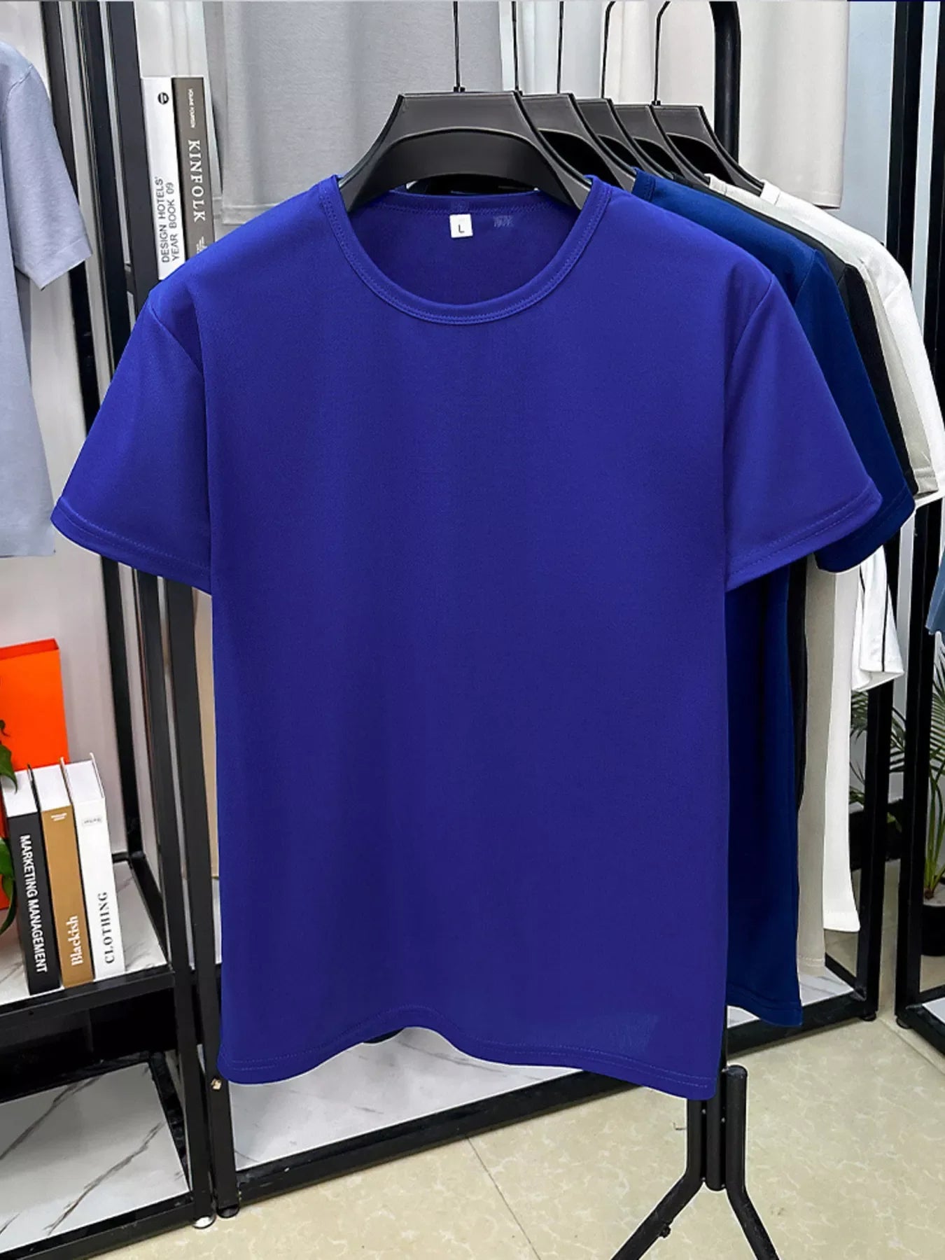 Camiseta de manga corta y cuello redondo de talla grande para hombre