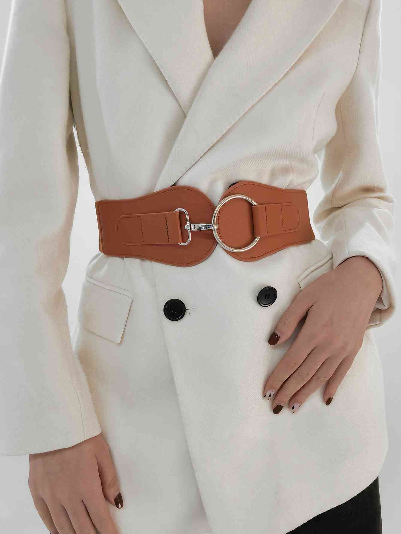 Elegant Fashion PU Elastic Wide Belt – Adjustable Comfort Fit See size chart under “more details”