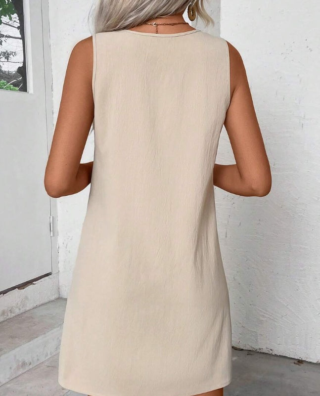 Vestido acampanado sin mangas liso para mujer